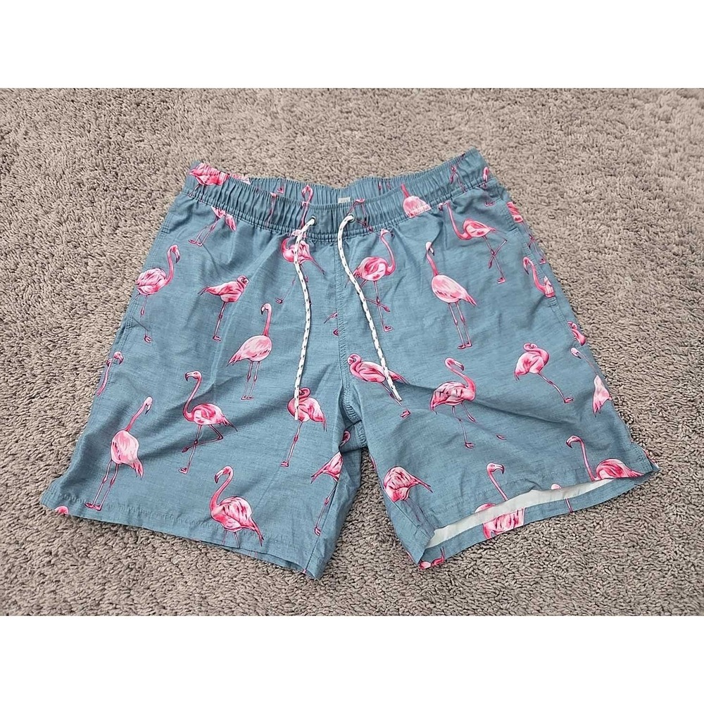 Goodfellow & Co Swim Shorts Mens M Blue Pink Flamingo Inseam:7" Mesh Lined
